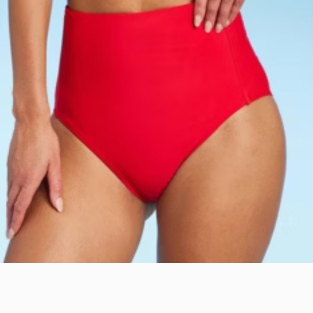 NWT Kona Sol Red High Waisted Bikini Bottom